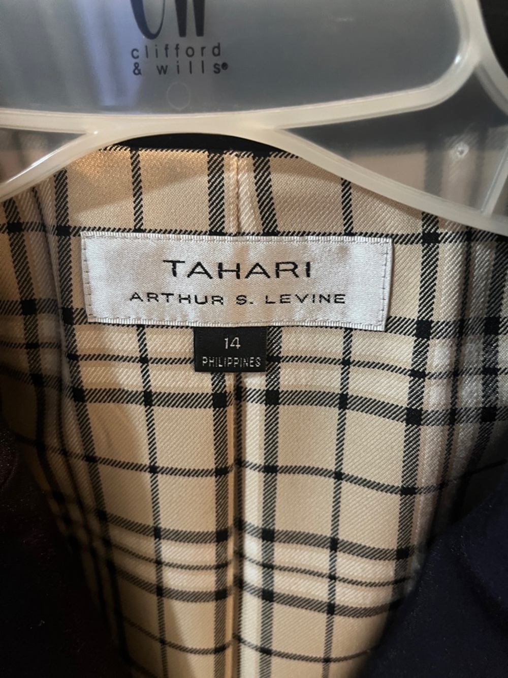 Tahari Navy Blazer with Contrast Trim - Picture 8 of 9